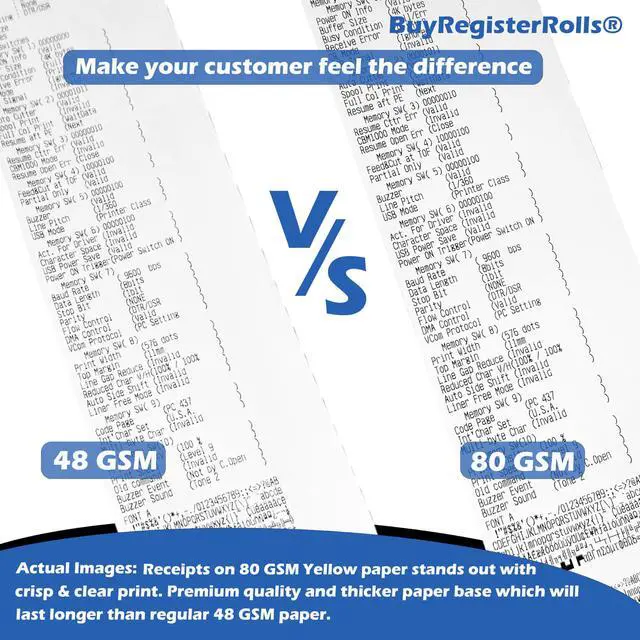 Alt view image 3 of 5 - 80 GSM Extra Thick Paper (24 Rolls) 3 1/8 x 230 Thermal Paper Receipt Rolls (Heavy Thermal Lenght 200-230ft) fits all Clover POS Cash Register Printers Thermal Paper from