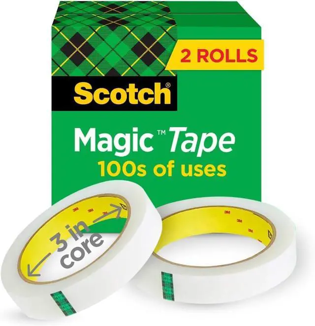 Main image of Magic Tape, 2 Rolls, Numerous Applications, Invisible, Engineered for Repairing, 3/4 x 2592 Inches, Boxed (Pack of 12)