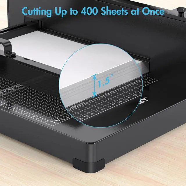Alt view image 2 of 7 - Paper Cutter 12 Inch, Heavy Duty Paper Cutter for A4 Paper, Guillotine Paper Cutter 400 Sheet Capacity, Solid Steel Construction