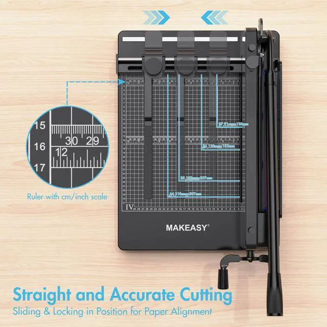 Alt view image 6 of 7 - Paper Cutter 12 Inch, Heavy Duty Paper Cutter for A4 Paper, Guillotine Paper Cutter 400 Sheet Capacity, Solid Steel Construction