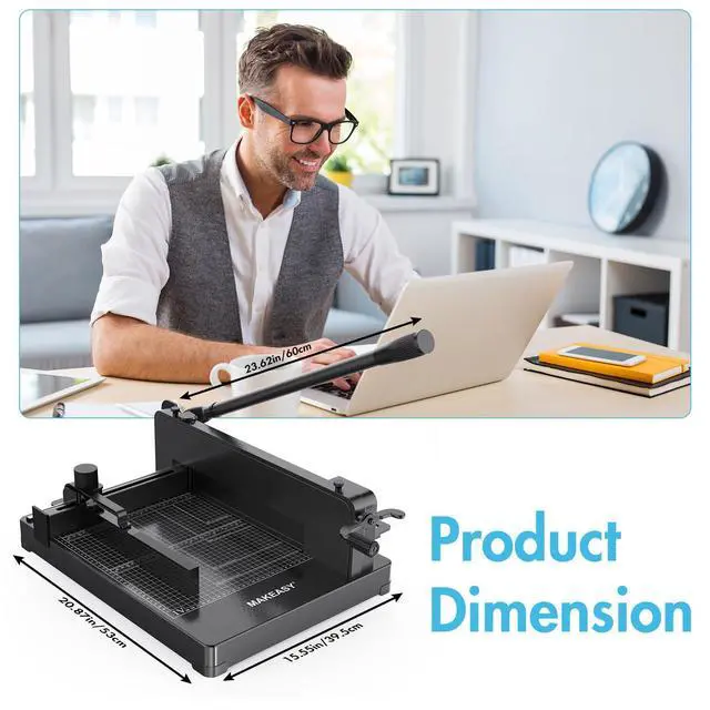 Alt view image 4 of 7 - Paper Cutter 12 Inch, Heavy Duty Paper Cutter for A4 Paper, Guillotine Paper Cutter 400 Sheet Capacity, Solid Steel Construction