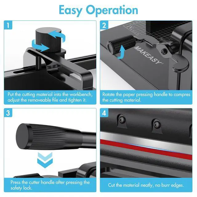 Alt view image 3 of 7 - Paper Cutter 12 Inch, Heavy Duty Paper Cutter for A4 Paper, Guillotine Paper Cutter 400 Sheet Capacity, Solid Steel Construction