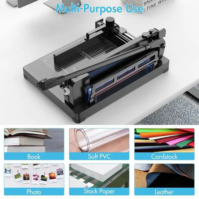Alt view image 7 of 7 - Paper Cutter 12 Inch, Heavy Duty Paper Cutter for A4 Paper, Guillotine Paper Cutter 400 Sheet Capacity, Solid Steel Construction