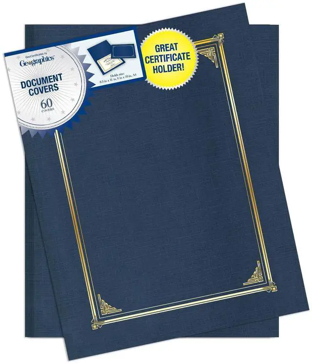 Main image of Classic Linen Document Covers - Certificate Holders, Navy Blue - 12.5 x 9.75 in, 60 Pack