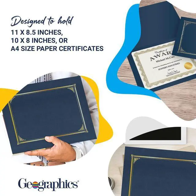 Alt view image 3 of 7 - Classic Linen Document Covers - Certificate Holders, Navy Blue - 12.5 x 9.75 in, 60 Pack