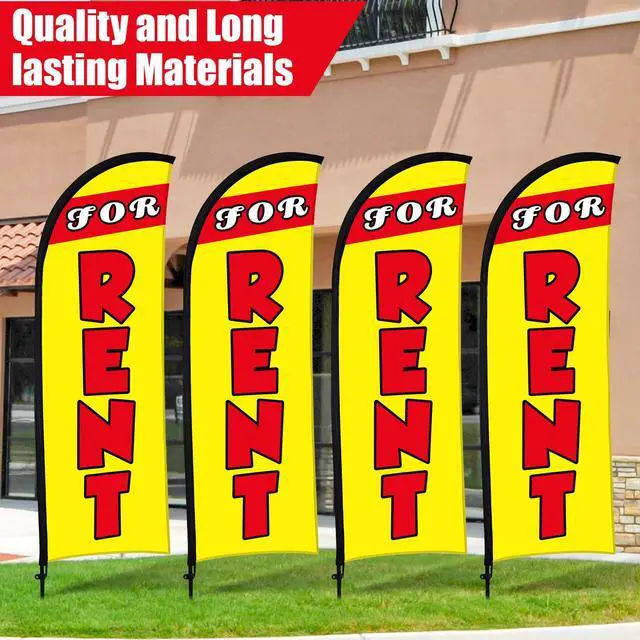 Alt view image 5 of 7 - 4 Sets FOR RENT Feather Flag Kit 7ft FOR RENT Flag Banner Bulk with Pole Ground Spike and Portable Bag for Estate Flags Business Advertising Outside Ground (7ft,Yellow)