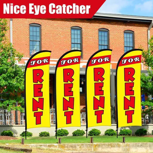 Alt view image 3 of 7 - 4 Sets FOR RENT Feather Flag Kit 7ft FOR RENT Flag Banner Bulk with Pole Ground Spike and Portable Bag for Estate Flags Business Advertising Outside Ground (7ft,Yellow)
