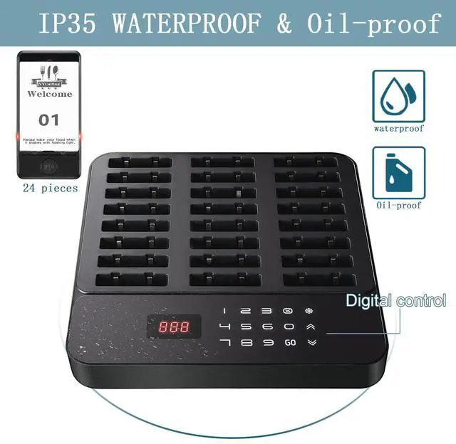 Alt view image 2 of 7 - Restaurant Pager,Pagers for Restaurants 24 Guest Pagers,Buzzers Social Distancing, 98 Chanels with Vibration, Flashing and Buzzer for Food Truck, Restaurant, Food Court