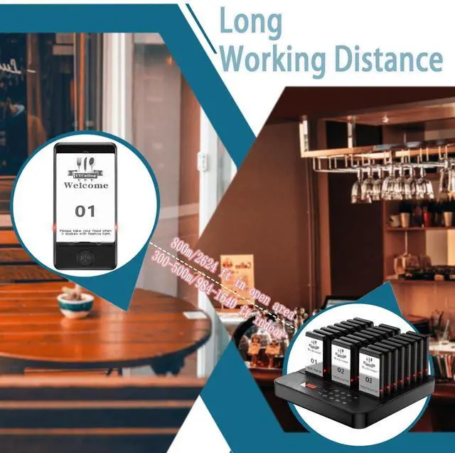 Alt view image 3 of 7 - Restaurant Pager,Pagers for Restaurants 24 Guest Pagers,Buzzers Social Distancing, 98 Chanels with Vibration, Flashing and Buzzer for Food Truck, Restaurant, Food Court