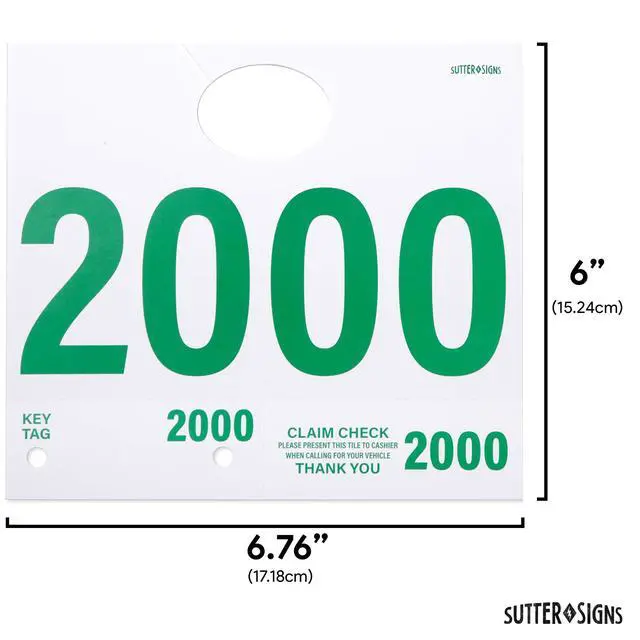 Alt view image 2 of 7 - Automotive Service Tag Numbers (2000-2999) Red Green | Service Dispatch Numbers - Auto Dealer Vehicle Repair Mirror Hang Tags - 3 Part Double Sided Tracking System Signs - 1000 Ct