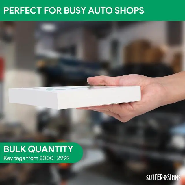 Alt view image 4 of 7 - Automotive Service Tag Numbers (2000-2999) Red Green | Service Dispatch Numbers - Auto Dealer Vehicle Repair Mirror Hang Tags - 3 Part Double Sided Tracking System Signs - 1000 Ct