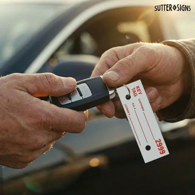 Alt view image 6 of 7 - Automotive Service Tag Numbers (2000-2999) Red Green | Service Dispatch Numbers - Auto Dealer Vehicle Repair Mirror Hang Tags - 3 Part Double Sided Tracking System Signs - 1000 Ct