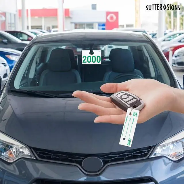 Alt view image 7 of 7 - Automotive Service Tag Numbers (2000-2999) Red Green | Service Dispatch Numbers - Auto Dealer Vehicle Repair Mirror Hang Tags - 3 Part Double Sided Tracking System Signs - 1000 Ct