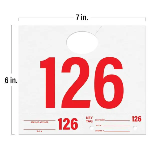 Alt view image 6 of 7 - Car Service Tags 000-999 | Service Dispatch Numbers | Auto Dealer Vehicle Repair Mirror Hang Tags with Numbered Key Tags, 1000 Ct