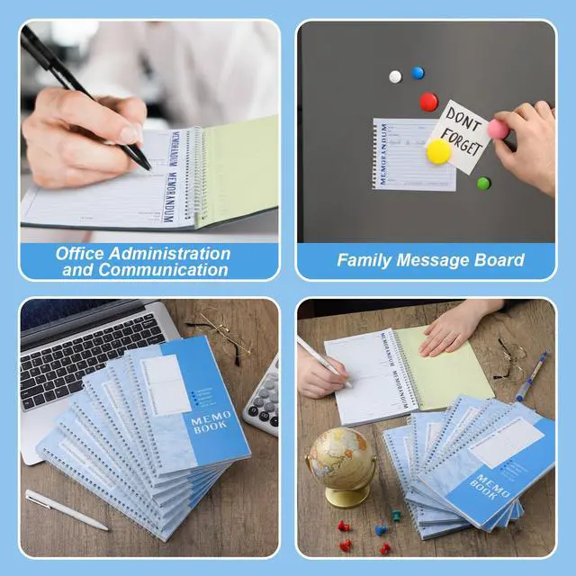 Alt view image 6 of 6 - 10 Pack Memorandum Book Carbon Copy Notebook Carbonless Two-part Duplicate Memorandum Forms Book Tear off Phone Message Pads for Office School Home