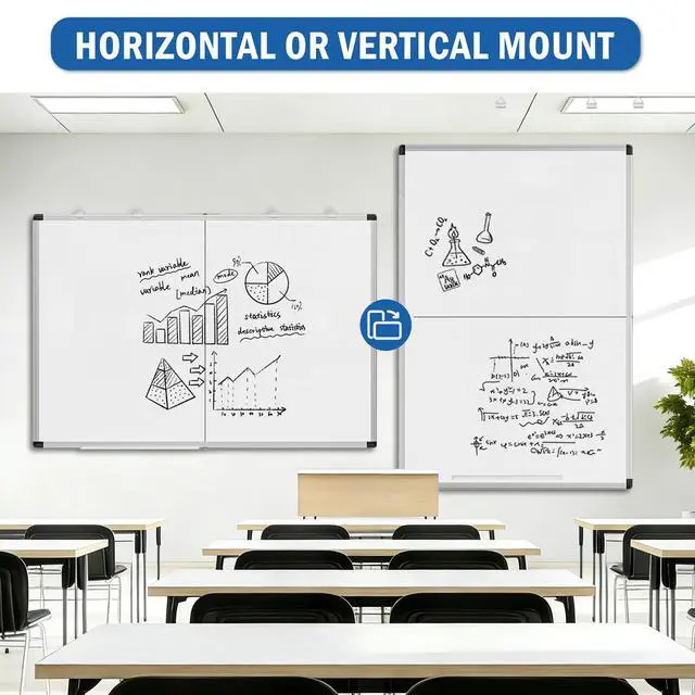 Alt view image 5 of 7 - Large Magnetic White Board 72" x 40" Wall-Mounted Dry Erase Board | Foldable & Double-Sided, Aluminum Frame, No Ghosting Easy Wipe, Complete Accessories Set for Office, School, Classroom, Home