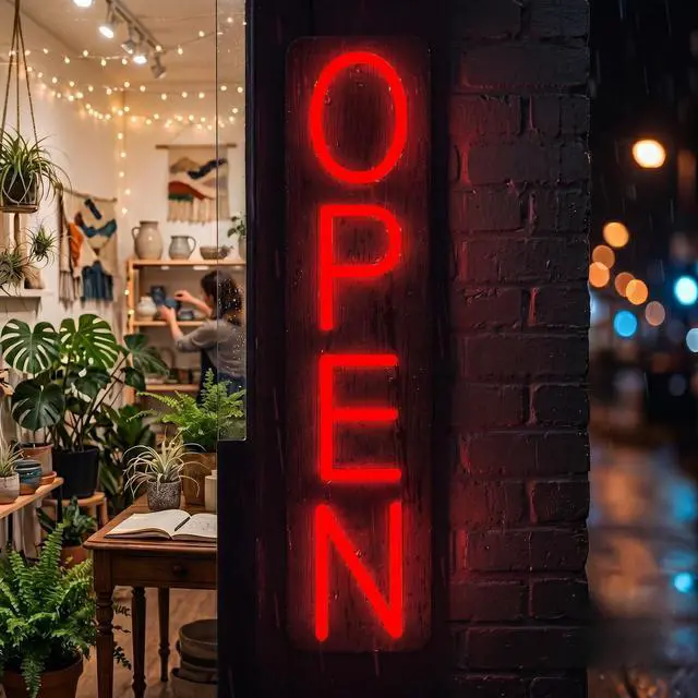 Main image of Outdoor Open Sign for Business 28x7in IP65 Waterproof, Vertical LED Neon Open Sign w/Weatherproof LED Driver, Exterior Lighted Open Sign for Storefront Restaurant Bar (Red)