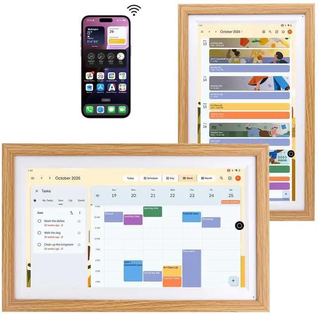 Main image of 15.6" Digital Google Calendar,Android Apps,All-in-one,No Subscription,Oak | Anti-glare FHD touchscreen,Photo Frame,Android Apps,Built-in Battery,Stylus pen,Voice Assistant,Home Hub,Streaming,Wall&Desk