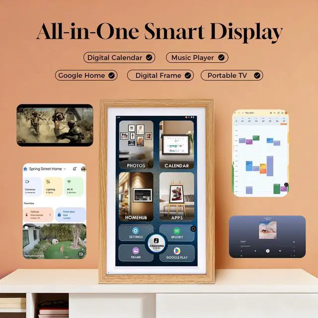 Alt view image 2 of 7 - 15.6" Digital Google Calendar,Android Apps,All-in-one,No Subscription,Oak | Anti-glare FHD touchscreen,Photo Frame,Android Apps,Built-in Battery,Stylus pen,Voice Assistant,Home Hub,Streaming,Wall&Desk