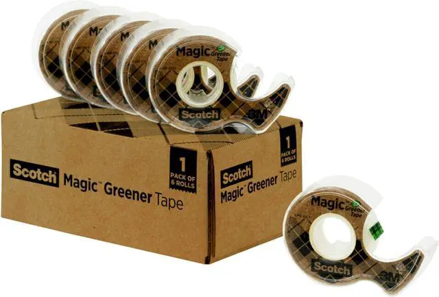 Main image of Magic Greener Tape, 6 Rolls, Numerous Applications, Invisible Tape, Engineered for Repairing, 3/4 in. x 600 in. (6123) (Pack of 72)