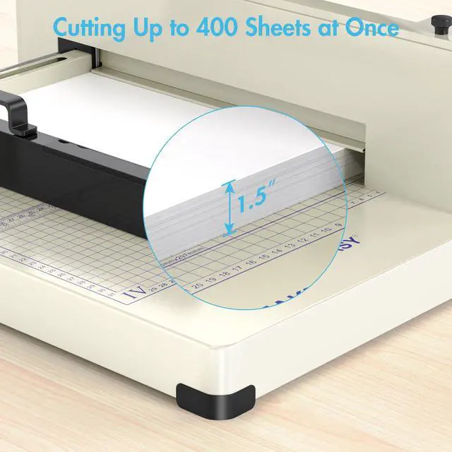Alt view image 2 of 7 - Paper Cutter 12 Inch, Heavy Duty Paper Cutter for A4 Paper, Guillotine Paper Cutter 400 Sheet Capacity, Solid Steel Construction, Beige