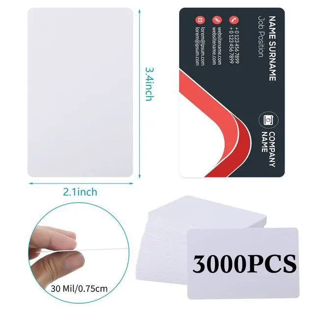 Alt view image 4 of 7 - 3000 Pcs Cr80 30 Mil PVC Cards Quality Blank Plastic ID Credit Cards | PVC Cards Bulk, White Plastic Badge Business Cards Pack