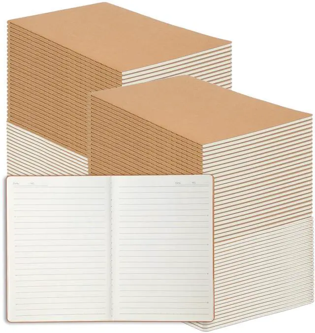 Main image of 100 Pack A5 Kraft Paper Notebook Lined Journal Bulk, 8.3 X 5.5 Inch, 60 Pages/30 Sheets, 80gsm, Travel Notebook Notepad for Adult, Students, Gift, Office, Back to School Supplies