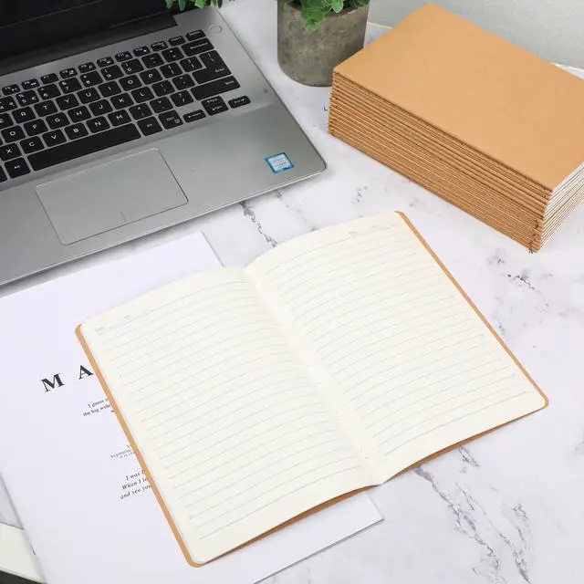 Alt view image 7 of 7 - 100 Pack A5 Kraft Paper Notebook Lined Journal Bulk, 8.3 X 5.5 Inch, 60 Pages/30 Sheets, 80gsm, Travel Notebook Notepad for Adult, Students, Gift, Office, Back to School Supplies
