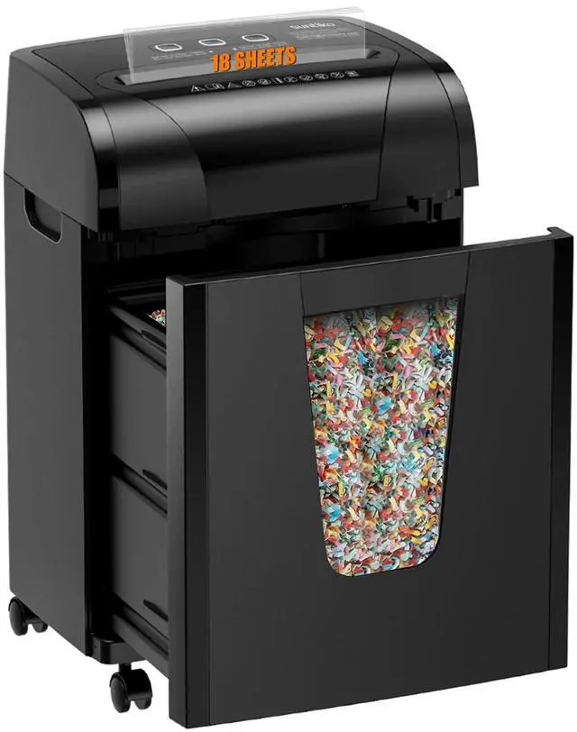 Main image of 18-Sheet Heavy Duty Cross Cut P-4 Paper Shredder | 45-Min Continuous Shred, Anti-Jam Auto Reverse,5.28Gal Large Bin,Ultra Quiet 58dB,Shred CD & Card,1-Year Replacement