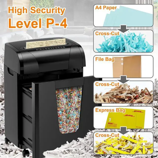 Alt view image 3 of 7 - 18-Sheet Heavy Duty Cross Cut P-4 Paper Shredder | 45-Min Continuous Shred, Anti-Jam Auto Reverse,5.28Gal Large Bin,Ultra Quiet 58dB,Shred CD & Card,1-Year Replacement