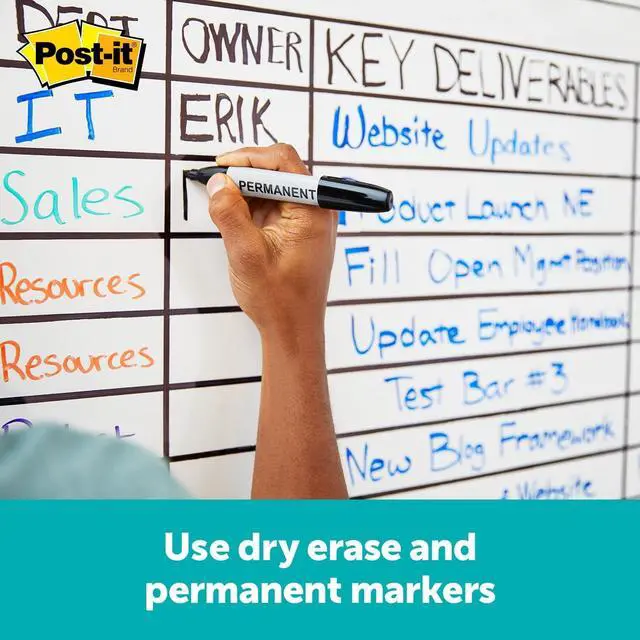 Alt view image 3 of 7 - Easy Erase Whiteboard Sheets, 12-Pack, White, Model EE-SH-2PK-RET | Instant Use, Dry Erase and Permanent Markers