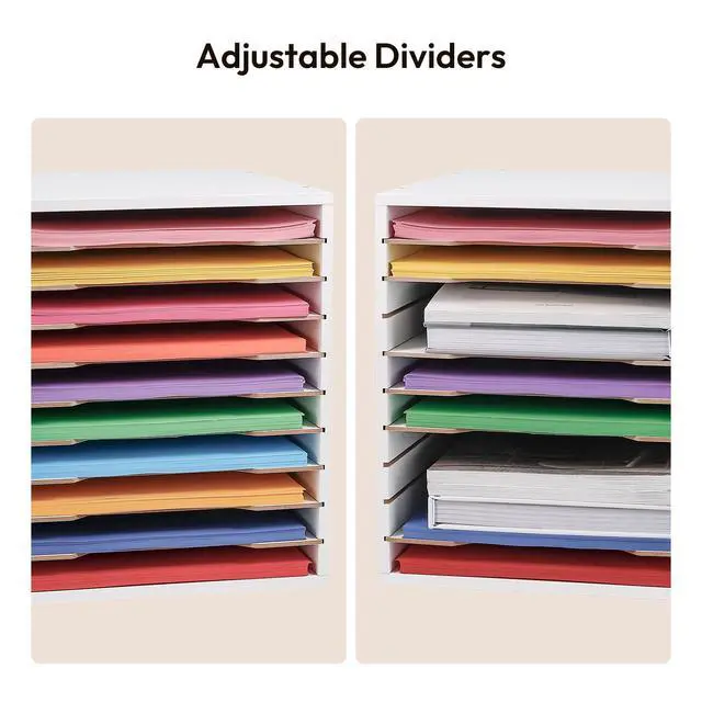 Alt view image 4 of 7 - 9x12 Construction Paper Organizer, 10-tier Adjustable Paper Storage | Stackable File Sorter for A4 Paper, 8.5x11 Inch Desktop Organizer for Office, Home, School
