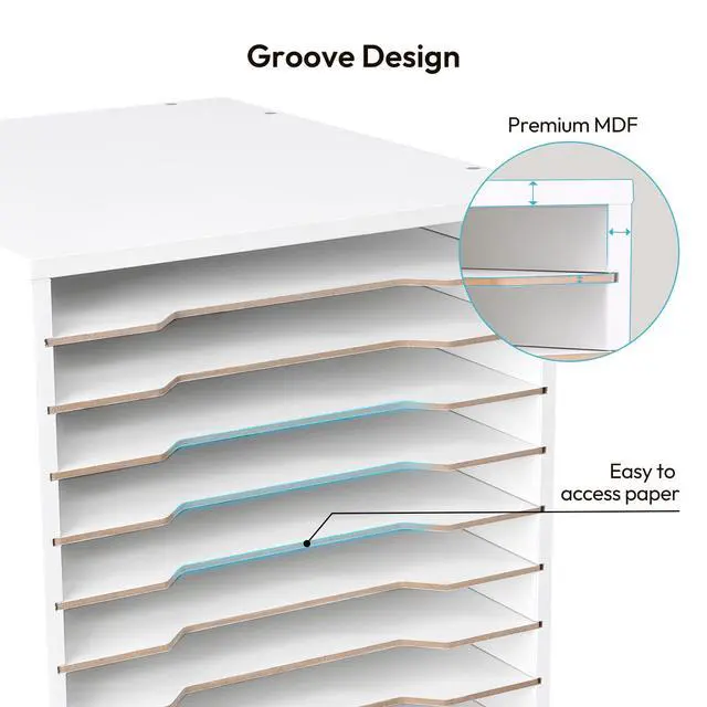 Alt view image 5 of 7 - 9x12 Construction Paper Organizer, 10-tier Adjustable Paper Storage | Stackable File Sorter for A4 Paper, 8.5x11 Inch Desktop Organizer for Office, Home, School