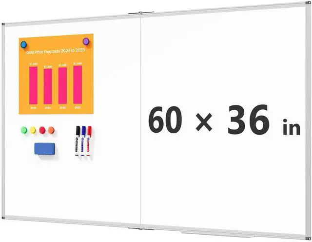 Main image of Magnetic White Board Dry Erase Board for Wall, 60" x 36" (5' X 3') Wall-Mounted Large Giant Whiteboard for School, Classroom, Office & Home