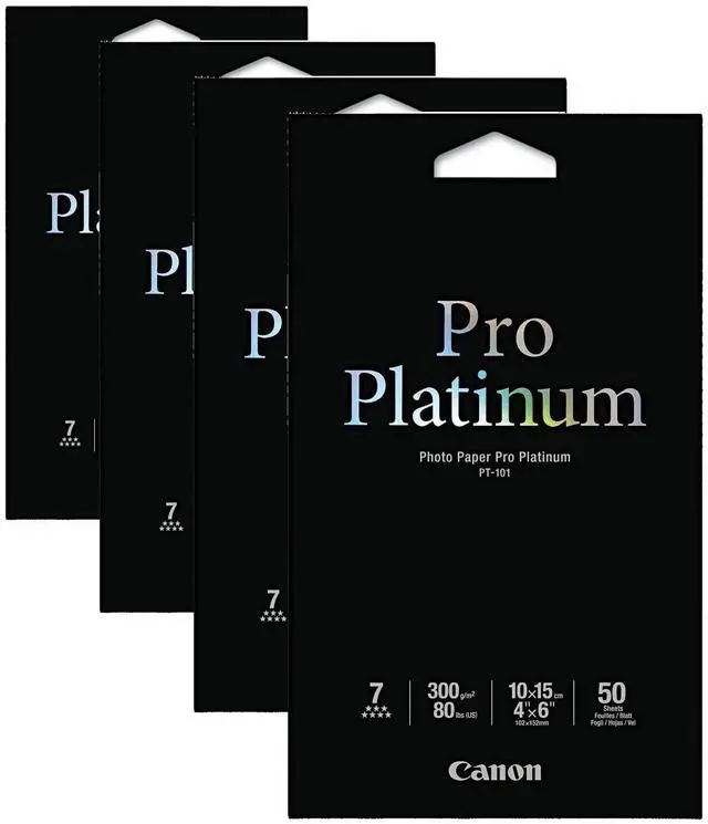 Main image of Photo Paper Pro Platinum, 4 x 6 Inches, 50 Sheets (2768B014), White (Pack of 4)