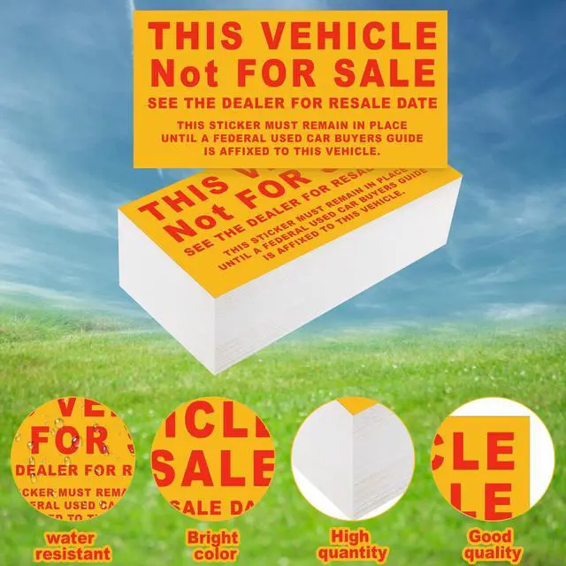 Alt view image 3 of 6 - Car Dealership Supplies This Vehicle Not for Sale Stickers Car Dealer Yellow and Red Lettering Decal Adhesive Compliance Sticker for Vehicle Window, 6 x 3 Inches (1000 Pcs)