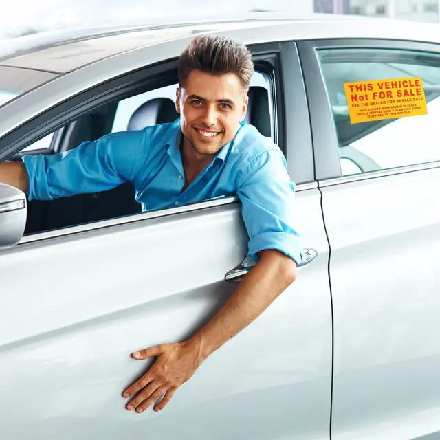 Alt view image 6 of 6 - Car Dealership Supplies This Vehicle Not for Sale Stickers Car Dealer Yellow and Red Lettering Decal Adhesive Compliance Sticker for Vehicle Window, 6 x 3 Inches (1000 Pcs)