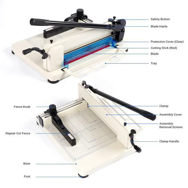 Alt view image 6 of 6 - Heavy Duty Paper Cutter,12 inch Guillotine Paper Cutter,Guillotine Paper Cutters and Trimmers Cards Leather with Metal Base for Office Home School (White, a4)