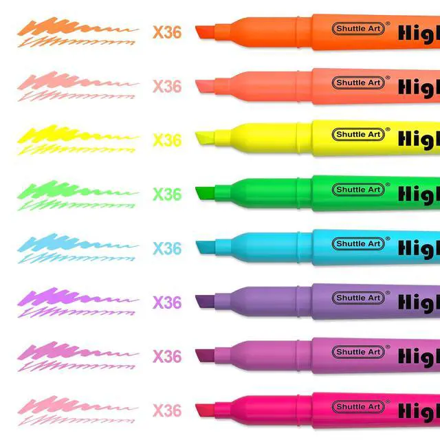 Alt view image 4 of 7 - 288 Pack Highlighters, Highlighters Assorted Colors Set, 8 Bright Colors Chisel Tip Dry-Quickly Non-Toxic Highlighter Markers Bulk for Adults Highlighting in Home School Office