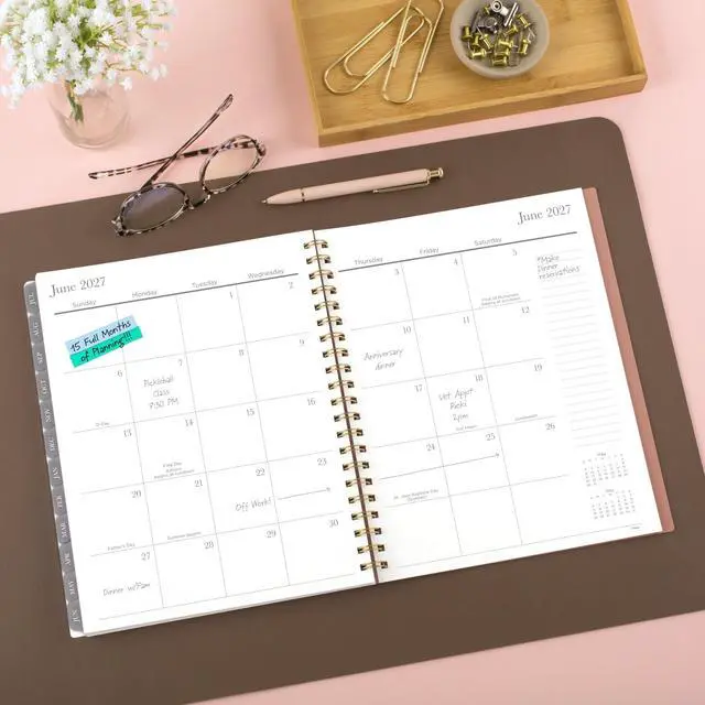 Alt view image 3 of 7 - Planner 2026-2027 Weekly & Monthly Academic 15-Month April-June, 8-1/2" x 11", Flower Patch (1804-905A) (Pack of 12)