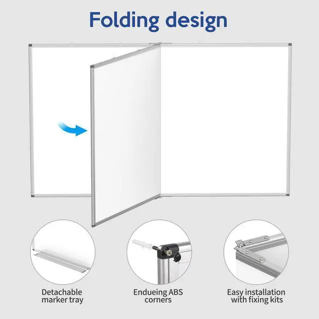Alt view image 4 of 6 - 60x36 Large Whiteboard for Wall, Magnetic Dry Erase Board for Office | Large Magnetic Surface, Smooth Writing and Easy Erasing, Wall-Mounted Design for Office, Home, School, Meetings and Planning