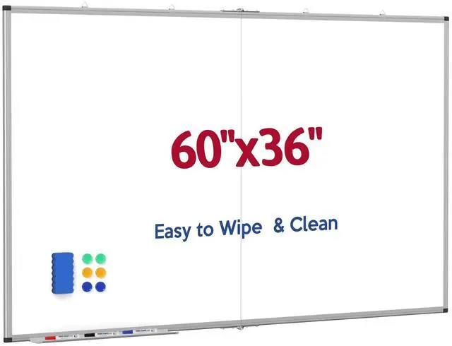 Main image of 60x36 Large Whiteboard for Wall, Magnetic Dry Erase Board for Office | Large Magnetic Surface, Smooth Writing and Easy Erasing, Wall-Mounted Design for Office, Home, School, Meetings and Planning