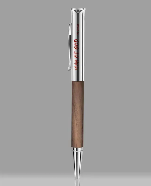 Alt view image 7 of 7 - Christian Gifts for Men Man of God Engraved Walnut Wood Rollerball Pen Set (5 Pack), Each Pen Individually Gift Boxed Ideal for Pastor, Fathers Day & Graduation
