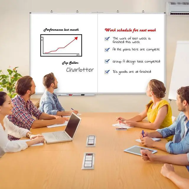 Alt view image 5 of 6 - 60x36 Large Whiteboard for Wall, Magnetic Dry Erase Board for Office | Large Magnetic Surface, Smooth Writing and Easy Erasing, Wall-Mounted Design for Office, Home, School, Meetings and Planning