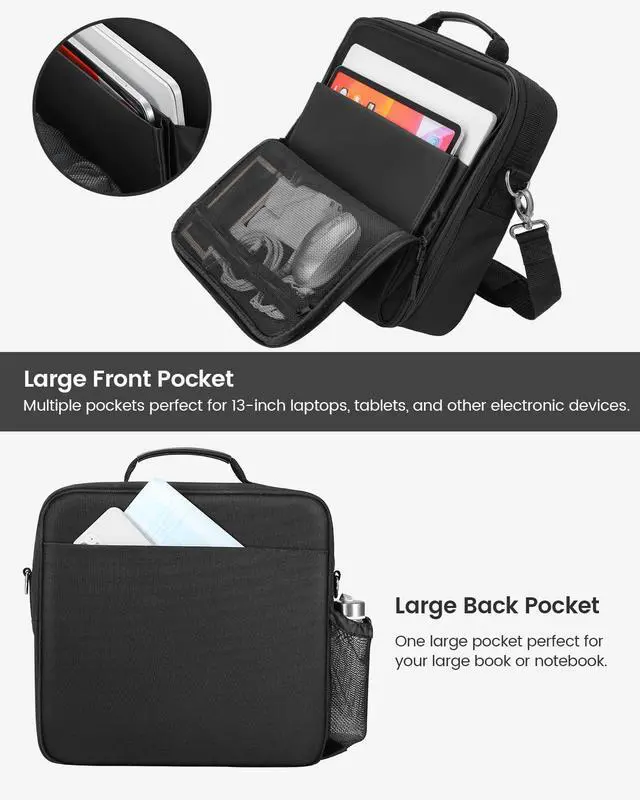 Alt view image 2 of 7 - Zipper Binder 3 Inch D-Ring 3 Ring with Water Bottle Holder | Binder with Strap for School/Office, 700 Sheet Capacity-Multiple Pockets, Fit for 13" Tablet/Laptop, Black