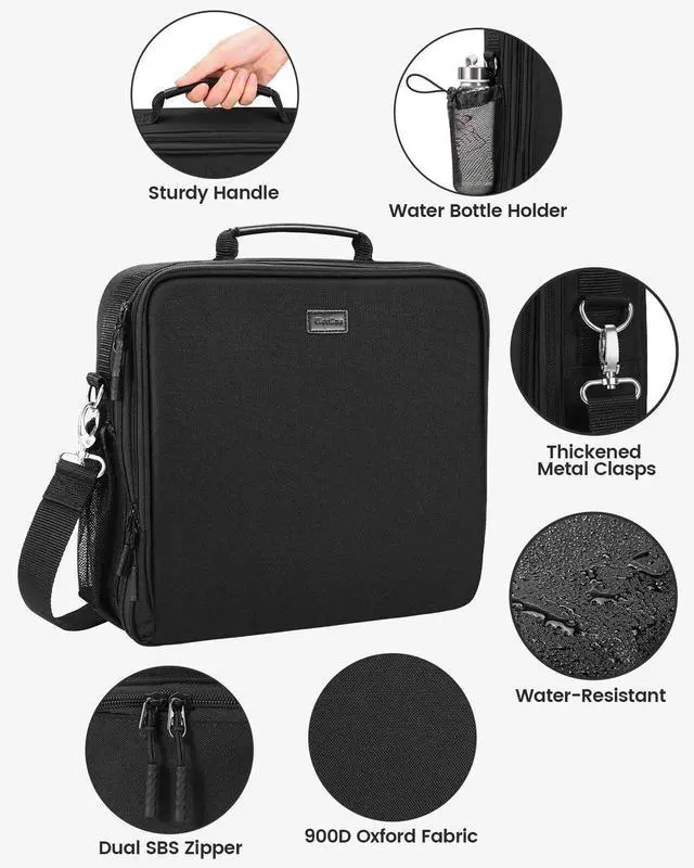 Alt view image 4 of 7 - Zipper Binder 3 Inch D-Ring 3 Ring with Water Bottle Holder | Binder with Strap for School/Office, 700 Sheet Capacity-Multiple Pockets, Fit for 13" Tablet/Laptop, Black