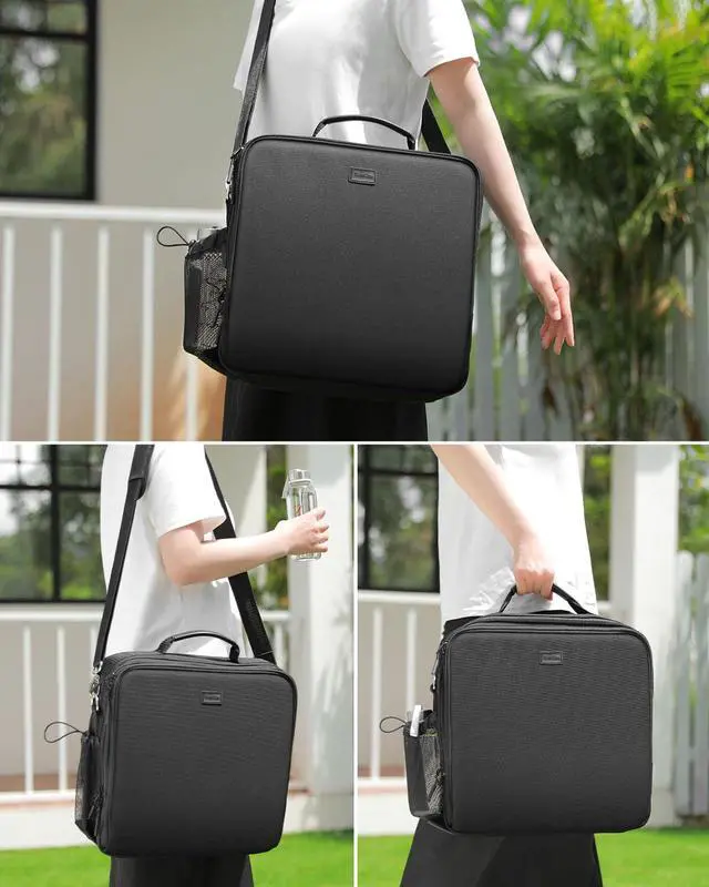 Alt view image 6 of 7 - Zipper Binder 3 Inch D-Ring 3 Ring with Water Bottle Holder | Binder with Strap for School/Office, 700 Sheet Capacity-Multiple Pockets, Fit for 13" Tablet/Laptop, Black