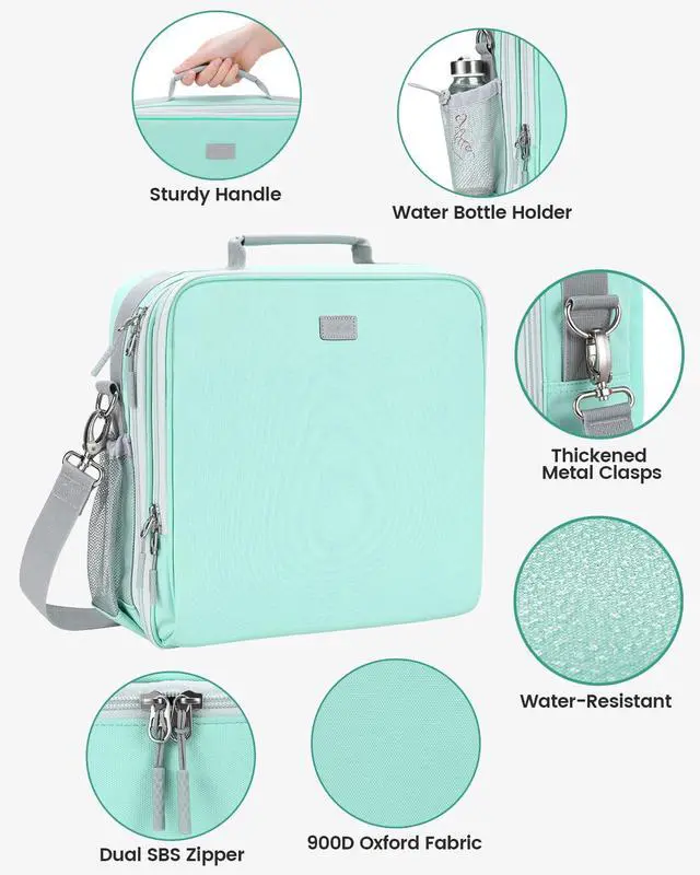 Alt view image 3 of 7 - Zipper Binder 3 Inch D-Ring 3 Ring with Water Bottle Holder | Binder with Strap for School/Office, 700 Sheet Capacity-Multiple Pockets, Fit for 13" Tablet/Laptop, Light Blue