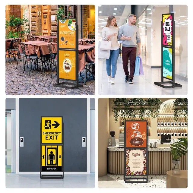 Alt view image 2 of 7 - Sign Holder Floor Stand, Heavy Duty Pedestal Poster Banner Stand for Display, Metal Floor Standing Display - Double Sided Poster Stand 22" x 28" for Business, Office, Trade Show, Mall Advertising