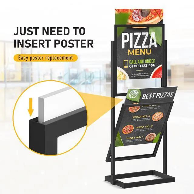 Alt view image 4 of 7 - Sign Holder Floor Stand, Heavy Duty Pedestal Poster Banner Stand for Display, Metal Floor Standing Display - Double Sided Poster Stand 22" x 28" for Business, Office, Trade Show, Mall Advertising
